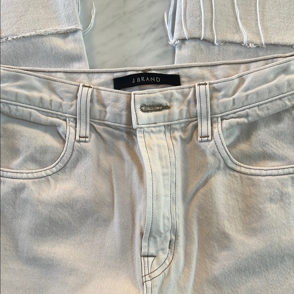 J Brand JOAN Cuffed Cream Ankle Cropped Jeans - Picture 6 of 10
